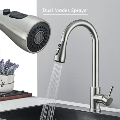 Genérico Grifo de Cocina extraíble Giratorio de 360 Grados, fácil instalación con Montaje en Puente, Control de Flujo Ajustable, diseño Moderno para Uso doméstico y Comercial.