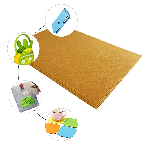 Image of Jtnohx Stiff Felt, 2mm Thick Felt Sheets for Crafts, 8 inchx12 inch Hard Felt Fabric Squares 8Pcs for DIY Projects (Brown)