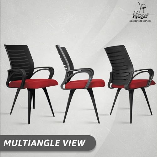 Image of ROSE Elite | 3 Years Brand Warranty | Ergonomic Office Chair, Study, WFH, Revolving, Rolling, Desk, Task, Laptop, Student Chair (Maroon Seat & Black Back, Elite MB Reception)