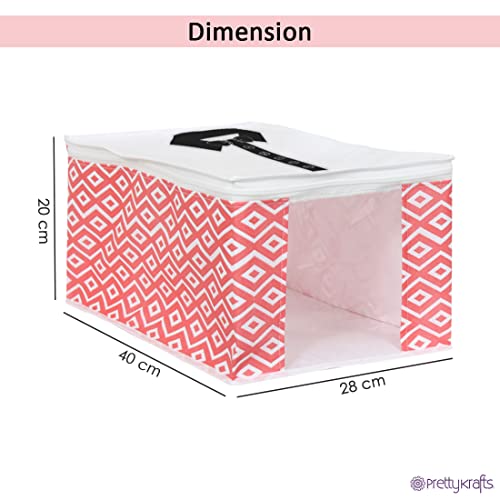 Image of PrettyKrafts XL Shirt Cover For Storage Organizer Garment Cover Foldable Clothes Storage Bags For Wardrobe /Closet Organiser, (Set of 2) Diamond Red