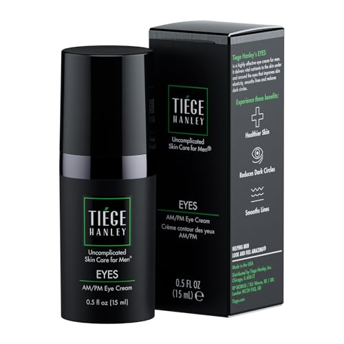 Tiege Hanley Mens Under Eye Cream for Dark Circles, EYES – Eye Cream for Puffiness & Bags Under Eyes – Firming Anti-Aging Eye Wrinkle & Fine Lines Cream – Tightening Eye Bags Treatment for Men, 0.5 Oz