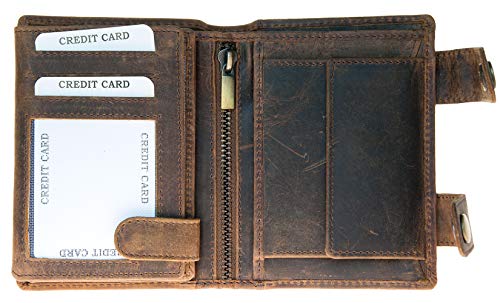 FLW Men's Genuine Leather Wallet with Two Buckles and Scorpion - Image 4
