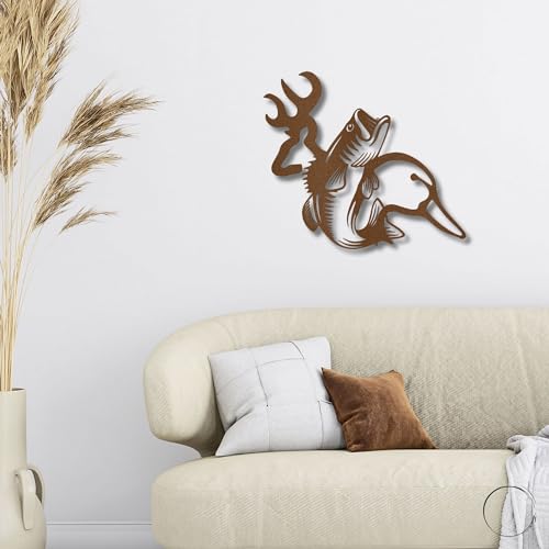 Wildlife Calling Fishing Deer Duck Hunting Metal Art Wall Sign Copper / 12
