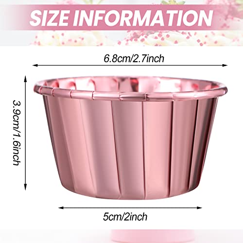 Image of 300 Pack Rose Pink Cupcake Liners Bulk Disposable Foil Muffin Cup