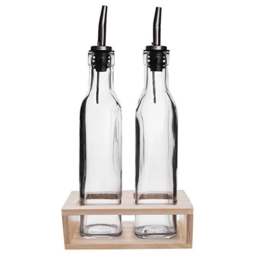 ORION Vinegar and Oil Dispenser, Set of 2 Bottles Oil Bottle and Holder, Clear - Image 2