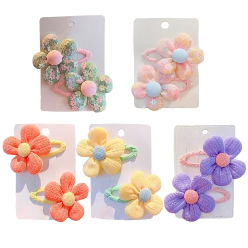10 piezas de broches florales coloridos para niñas miniatura 1