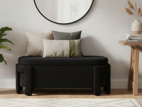 DM Furniture Black Storage Bench for Bedroom 47.25 in Modern