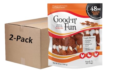Good N Fun Triple Flavor Kabobs 48 Ounce Rawhide Snack for All Dogs (2 Pack)