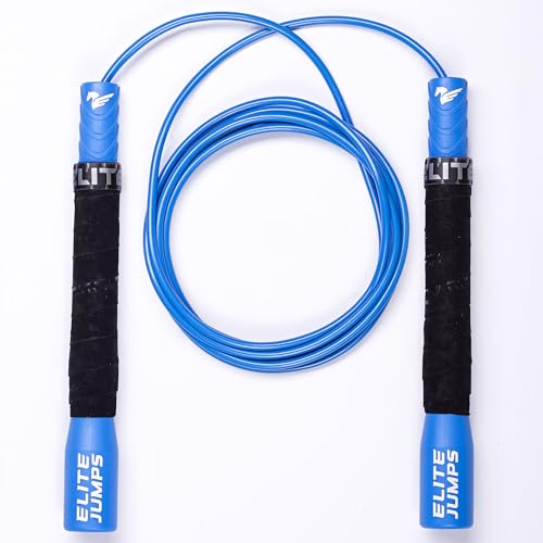 Fit Plus Pro Freestyle PVC Jump Rope for Tricks - Unbreakable 8' Long Handles with Non-Slip Grip Tape - Premium Adult Jump Ropes for Fitness - Blue