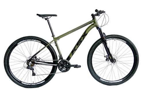 Bicicleta Bike Aro 29 KSX E KSW XLT 200 MTB Alumínio 24V Marchas Rapid Fire - Cabeamento Superior Interno (PRETA C/VERDE MILITAR (ADS PRETO), 15)
