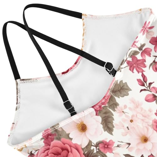 Flowers Floral Pink Girls One Piece Swimsuit Beach Swimwear 208501744