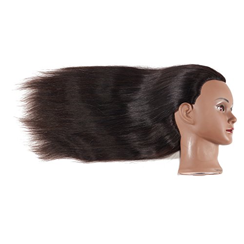 24"-26" 100% Human hair Mannequin head Training Head Cosmetology Manikin Head Doll Head with free Clamp (Black Hair)