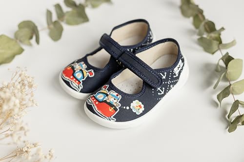 Natur Toddler Boys Canvas Shoes Textile with Patterns Loop Strap Non-Slip Sole3
