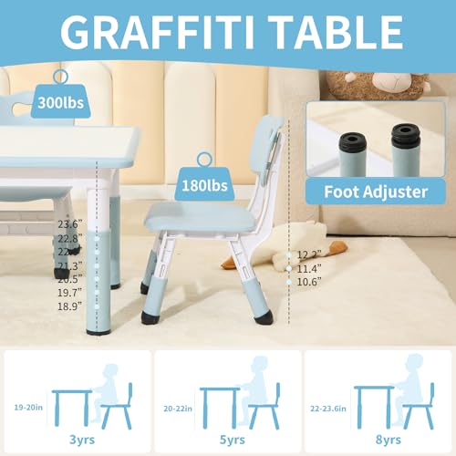 Toddler-Table-and-2-Chairs-Height-Adjustable-Kids-Table-and-Chairs-Set-315L-x-236W-Children-Activity-Table-for-Boys-and-Girls-Aged-3-8 Toddler Table and 2 Chairs Height Adjustable Kids Table and Chairs Set 315L x 236W Children Activity Table for Boys and Girls Aged 3 8