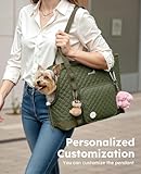 pecute Hundetasche für Kleine Hunde 4kg, Tragetasche Hund Hundetragetasche Leichte, Faltbare Hundetransportbox, Katzen Transporttasche für Unterwegs (Dunkelgrün)