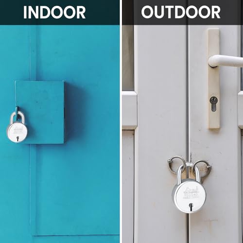 Image of Link New Round 40 MM Silver Steel Lock with 3 Keys | Lock and Keys | Door Lock | Padlock for Home, Office, Shop (Pack of 3)