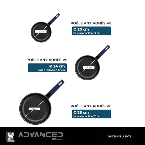 Gamme BRA Advanced set 3 poêles fonte d’aluminium noir au profil renforcé - 3