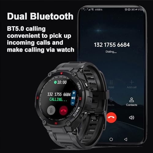 Outdoor-Uhr mit Smartwatch-Funktionen für Herren im Militär-Design