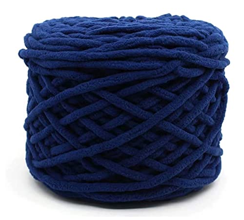 Image of Super Thick Fluffy Jumbo Polyester Baby Blanket Chenille Yarn For Knitting,Crochet&Home Decor Projects,Afghans,Throw Pillows,Cushions&Blankets. -100 Gms 6Mm Thickness Navy Blue