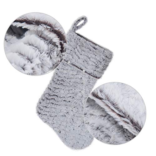 S-Deal 21 Inches Christmas Stocking Double Layers White Faux Fur Cuff Gift Holder Party Holiday Decoration Mantel Ornament #TOP3