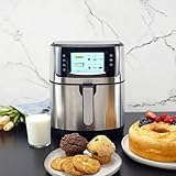 Kalorik Air Fryer VIVID Select Series, 7 Quart Capcity with Full Color Display and Touch Controls, 202 Presets in 12 Food Categories Includes Nonstick Basket & Trivet, 1500-Watts, Stainless Steel