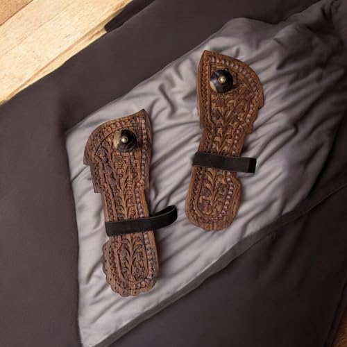 Image of Khadau Chappal for Men | Wooden Charan Paduka for Puja, Wearable Wooden Chappal Eco-Friendly (Rosewood) (9UK, Fish-Strap)