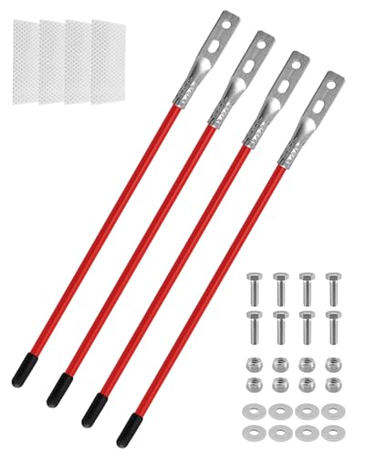 37 Inch Snow Plow Marker Blade Guide Kit Fit for Blizzard Boss SNO-Way Western Meyer Polaris and Pickup Truck SUV UTV ATV, Red 3/4” Thickened Steel Wire Stainless Steel Joint Reflective Rod, 2 Set