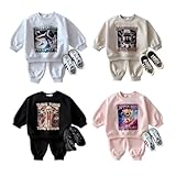 [CIVOPUSPF] トゥントゥントゥンサフール 子供服 キッズ トレーナー セットアップ 秋 長袖 上下セット スポーツウェア カジュアル 肌着 軽量 日常服 スウェット ロンT 綿 男女兼用 柔らかい肌触り 80-130 (90,ピンク) [並行輸入品]