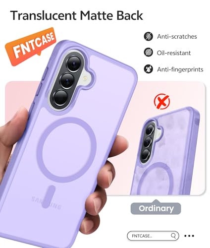 Image of FNTCASE for Galaxy A37 5G Phone Case: Samsung A36 5G Case [Compatible with Magsafe] Matte Translucent [Screen Protector] Military Grade Protection for Samsung A37 & A36 Cases - Light Purple