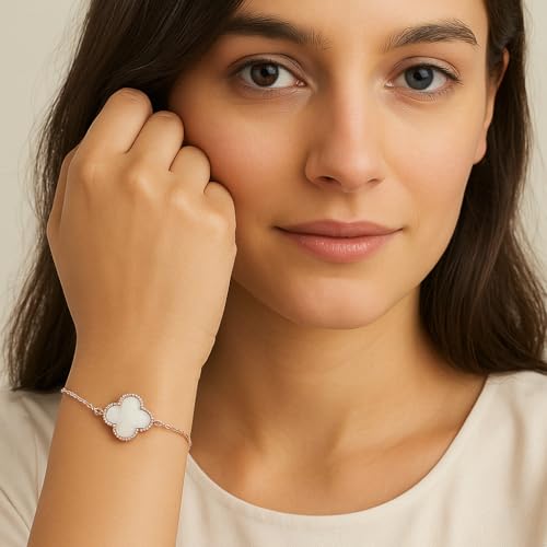 Image of Lucky Charm Clover Bracelet for Women | 925 Sterling Silver with 18K Gold Plating | Adjustable & Anti-Tarnish | Stylish Designer-Inspired Jewelry