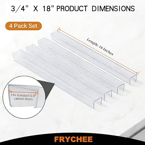 Image of 4 Pack Clear U-Shaped Cabinet Edge Protectors for 3 /4 inch Thick Doors & Drawers - 18 inch Slip-On Guard Prevents Chips, Scratches and Discoloration