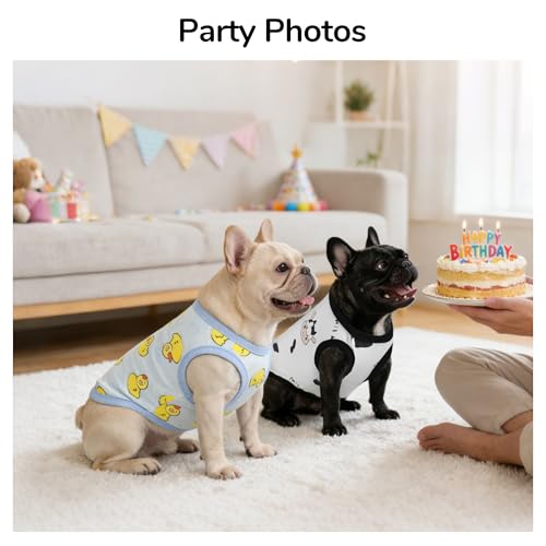 PUMYPOREITY French Bulldog Tank Top, Stretch Breathable Dog T-Shirt for Wide Chest & Stocky Dogs, Short Body Dog Shirt, Clothes for English Bulldog Pug American Bully, XL, Swim Duck by PUMYPOREITY - Used condition - Image 6