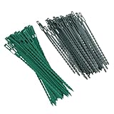 FONDOTIN Bridas para Plantas Jardín 100 Pcs Reutilizables Hebilla de Fijación Plástico Verde 17 Cm 13,5 Cm para Trepar Enredaderas y Atar Cables sin Dañar Hojas