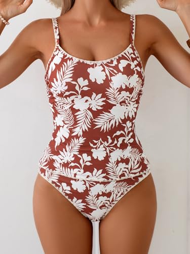 Image of Eomenie Tankini Swimsuit for Women Tummy Control Ruched Two Piece Bathing Suits High Waisted Shell Stitch Swimwear