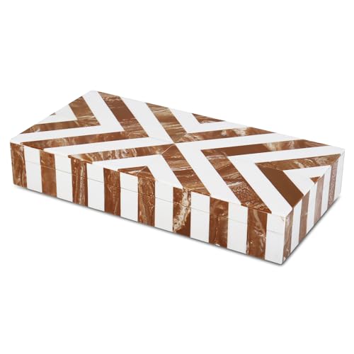 Image of Handicrafts Home Chevron Collection, Storage Organizer Decorative Box Multipurpose Gift - Chevron Brown 12x6x2 inch