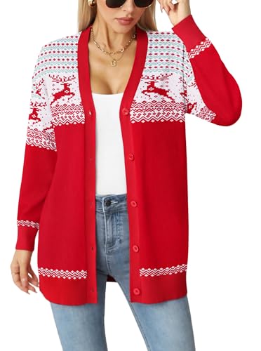 Jouica Women's Cute Cardigan Ugly Christmas Sweaters for Women 2024 Long Sleeve Funny Christmas Sweater2