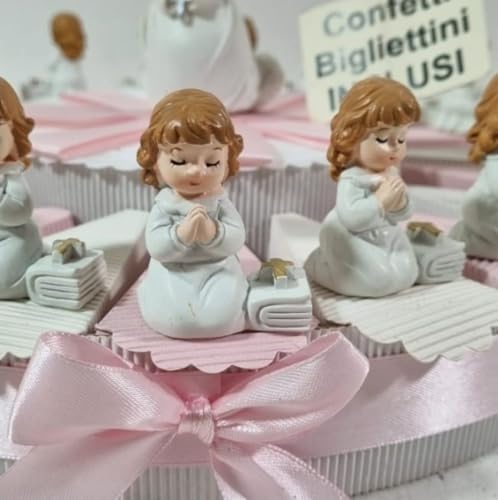 Bomboniere Comunione Bimba Statuetta Angelo con Torta bomboniera Confetti e