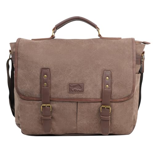 Vintage Canvas Messenger Bag for Men – Laptop Briefcase for Work & Travel – Multi-Pocket Crossbody Bag