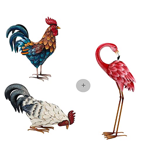 Shorayn Metal Rooster Statues, Outdoor Garden Statues, Metal Chicken Decor, Garden Sculptures & Statues, Chicken Ornaments Yard Art #TOP9
