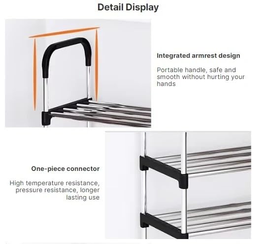 Image of Metal Shoe Rack for Home - Adjustable & Stackable Waterproof Open 5-Tier Shoe Rack for Closet Entryway, Bedroom, Outdoor,Multi-Purpose Carbon Steel Shoe Stand (Black, 4-ShelfAA)