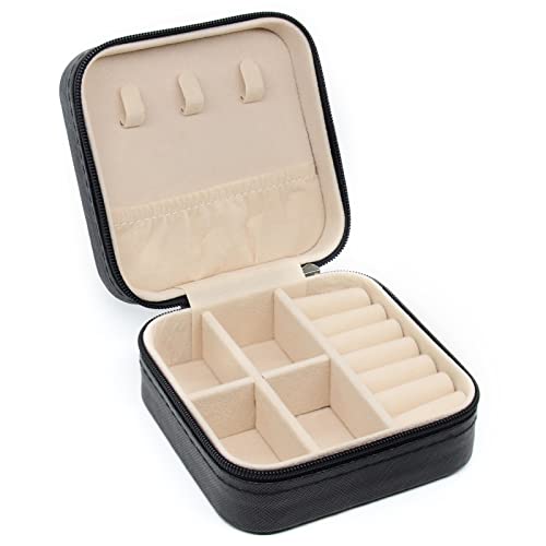 Keine Marke Small Jewelry Box, Travel Portable Jewelry Case For Ring, Pendant, Earring, Necklace, Bracelet Organizer Storage Holder Boxes, 1 Pcs (Black) #TOP4