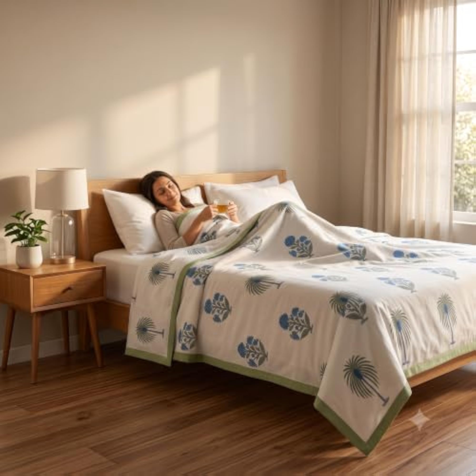 Original Handblock Print Pure Mulmul Cotton Double Bed Dohar