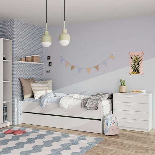 Miniatura 2 de Miroytengo Cama Nido 105x190 Cm, Cama Nido Grande, Cama Doble Juvenil Doble Terai Blanco Mate