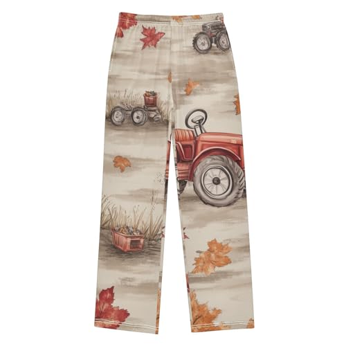 Tractor Pumpkin Boys Long Pants Soft Trousers Elastic Waist Kids Lounge Bottoms with Pockets S-XL