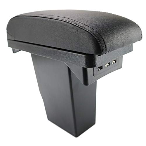 Bracciolo Auto Compatibile con Peugeot 2008 (2008-2019) - Poggia braccio per Auto in Pelle Nera con Posacenere, Vano Portaoggetti e Prolunga USB