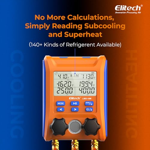 image for Elitech Wireless Digital Manifold Gauge Set Data Logging Refrigerant H