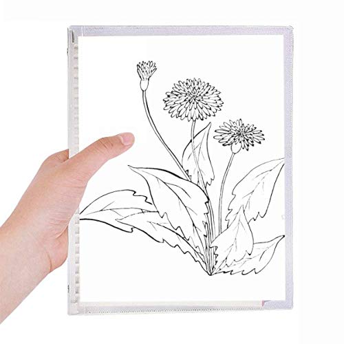 Carnet de notes en spirale rechargeable pissenlit noir et blanc pour le bureau