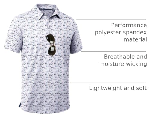 Image of ZITY Men's Golf Shirts Short Sleeve Print Patterns Casual Collared Polo