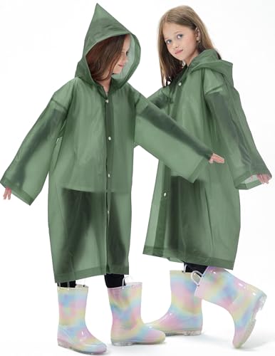 Image of 2 Pack Reusable Waterproof Raincoat EVA Emergency Rain Ponchos One Size Rain Jacket for Children, Boys and Girls