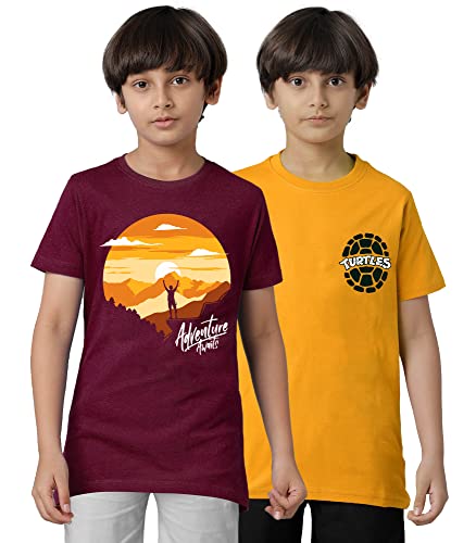 Image of KYDA KIDS 100% Cotton Printed Half Sleeve T-Shirts for Boys (Pack of 2)
